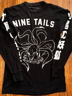 Small Naruto Shippuden Nine Tails Black Graphic Long-Sleeve T-Shirt